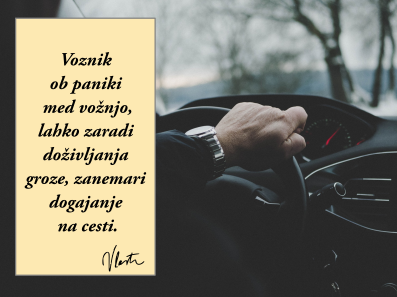 panika med vožnjo groza